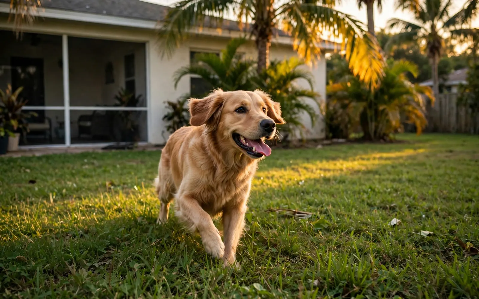 Dog resting on a rug inside a bright Lakeland Florida home after flea treatment